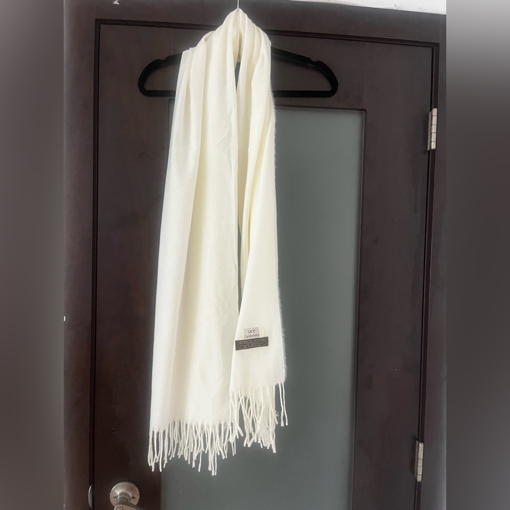 Sky Cream cashmere scarf